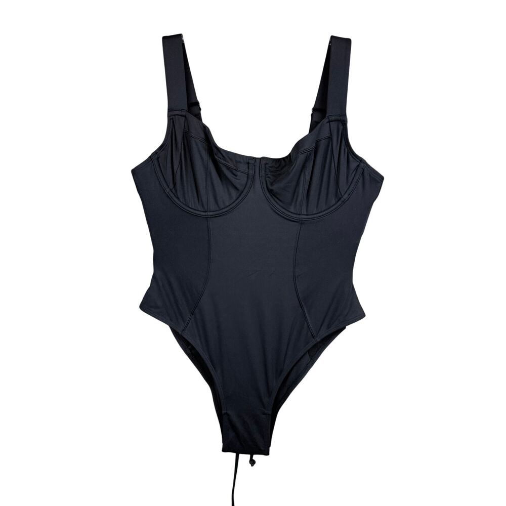 TA3 Hi Cut Lifty Black One-Piece Corset Lace-Up Back SMALL SHORT B/C